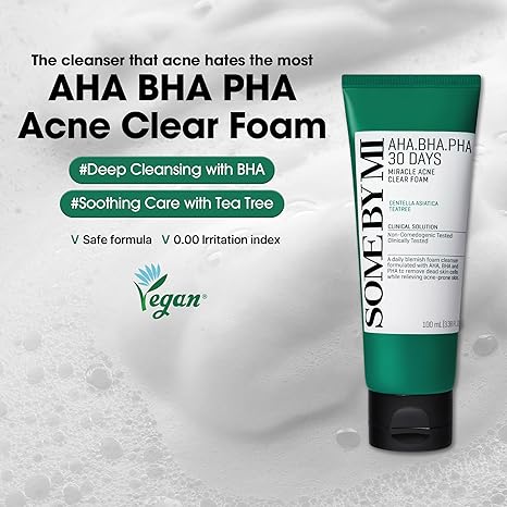 SOME BY MI AHA,BHA,PHA 30 Days Miracle Acne Clear Foam 100ml (US)